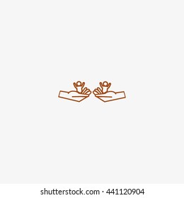 child in the palm, vector, icon