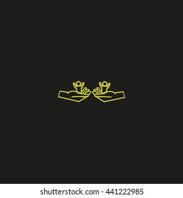 child in the palm, vector, icon