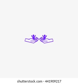 child in the palm, vector, icon