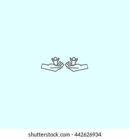 child in the palm, vector, icon