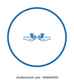child in the palm, vector, icon