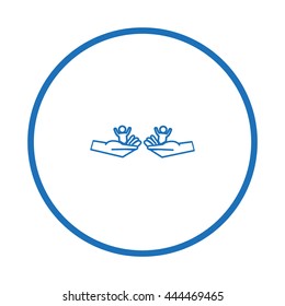 child in the palm, vector, icon