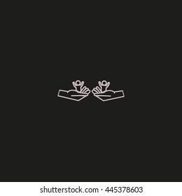 child in the palm, vector, icon