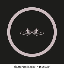 child in the palm, vector, icon