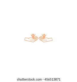 child in the palm, vector, icon