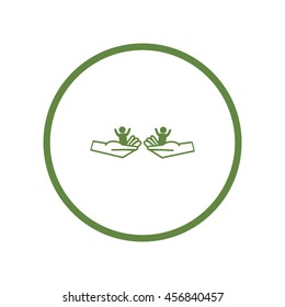 child in the palm, vector, icon
