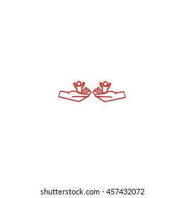 child in the palm, vector, icon