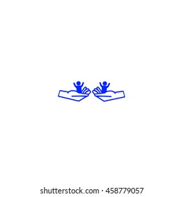 child in the palm, vector, icon