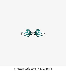 child in the palm, vector, icon