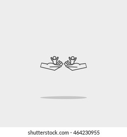 child in the palm, vector, icon