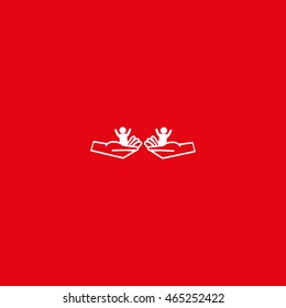 child in the palm, vector, icon