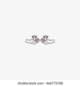 child in the palm, vector, icon