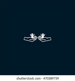 child in the palm, vector, icon