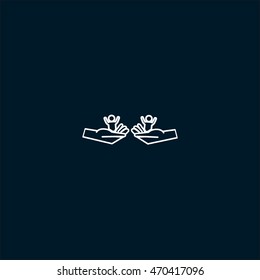 child in the palm, vector, icon