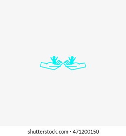 child in the palm, vector, icon