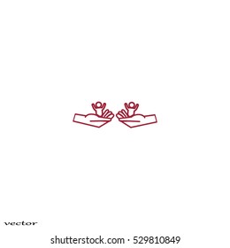 child in the palm, vector, icon