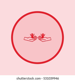 child in the palm, vector, icon