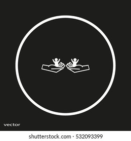 child in the palm, vector, icon