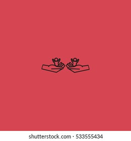 child in the palm, vector, icon