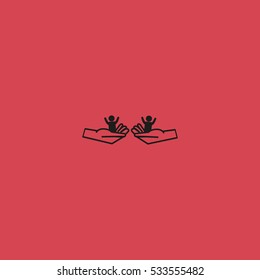 child in the palm, vector, icon
