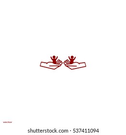 child in the palm, vector, icon