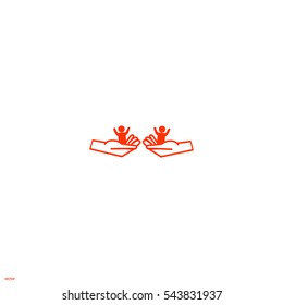 child in the palm, vector, icon
