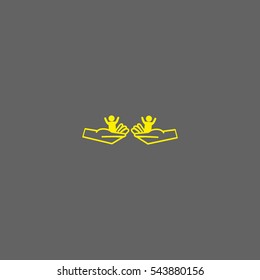 child in the palm, vector, icon