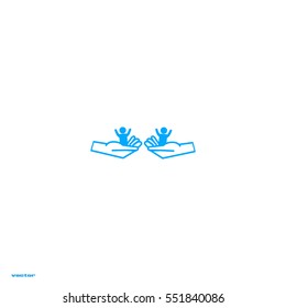 child in the palm, vector, icon