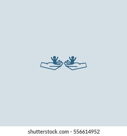 child in the palm, vector, icon