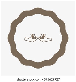 child in the palm, vector, icon