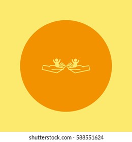 child in the palm, vector icon