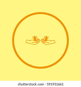 child in the palm, vector, icon