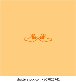 child in the palm, vector, icon