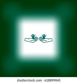 child in the palm, vector, icon