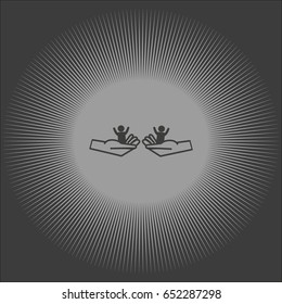 child in the palm, vector, icon