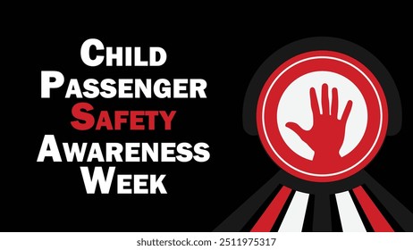 Child Passenger Safety Awareness Week
 vector banner design with geometric shapes and vibrant colors on a horizontal background.
