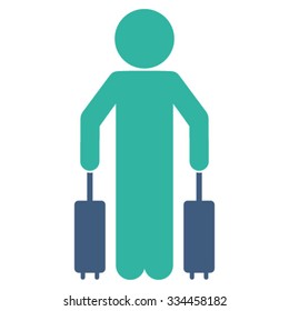 Child Passenger vector icon. Style is bicolor flat symbol, cobalt and cyan colors, rounded angles, white background.