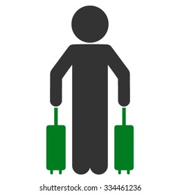 Child Passenger vector icon. Style is bicolor flat symbol, green and gray colors, rounded angles, white background.