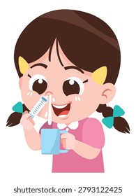 Child Performing Nasal Irrigation for Allergy and Cold Relief Healthcare Illustration