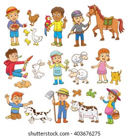 child and pet cartoon. EPS10 File  simple Gradients
