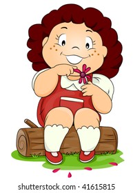 Child picking Flower - Vector