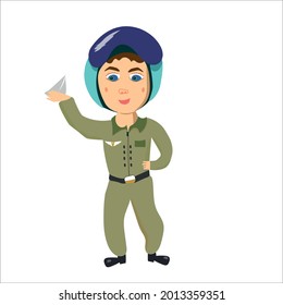 child pilot with paper plane cartoon