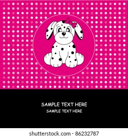 Child Pink Card. Dalmatian dog