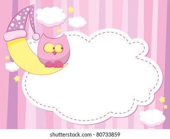 child pink template with a moon and owl