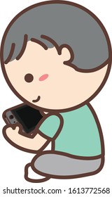 Child A play with console game.
