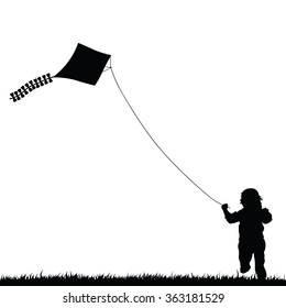 child play with dragon vector illustration in black color