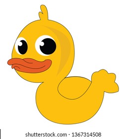 A child play toy of rubber duck vector or color illustration