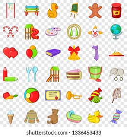 Child playground icons set. Cartoon style of 36 child playground vector icons for web for any design
