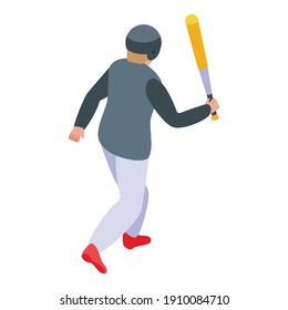 Child playing baseball icon. Isometric of child playing baseball vector icon for web design isolated on white background