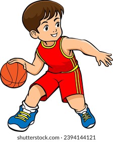 child playing basketball  vector illustration isolated on white background